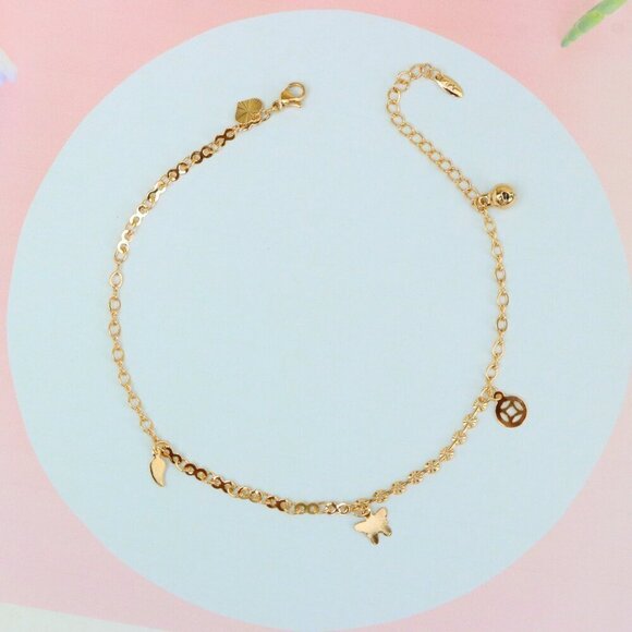 "Rose Gold Anklet with Charms & Bell, XPAL1179 - Picture 3 of 12